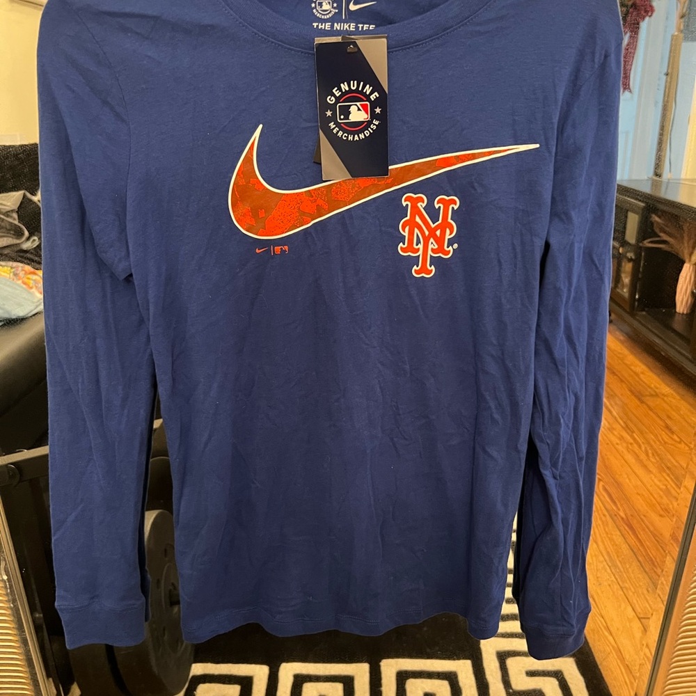Nike Kids Blue Mets Long Sleeve Tee